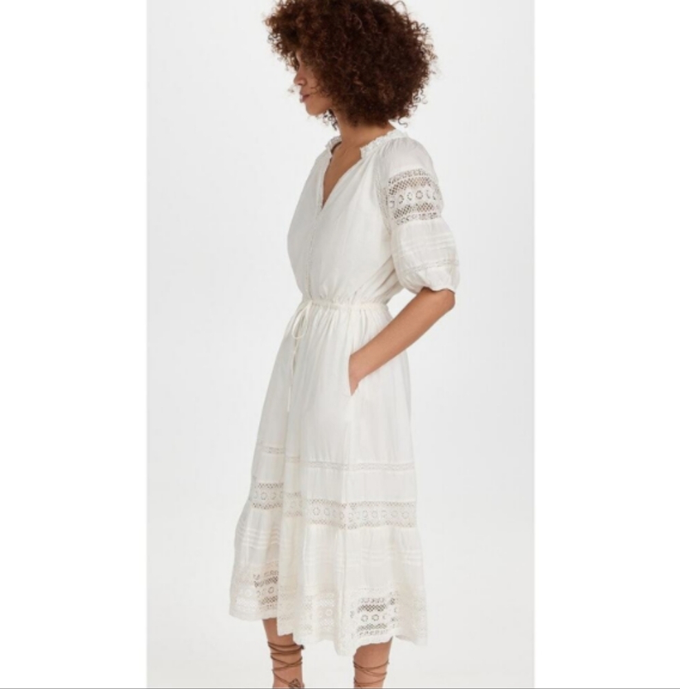 Velvet by Graham & Spencer White Andy Short Sleeve Dress sz Medium - Picture 3 of 6